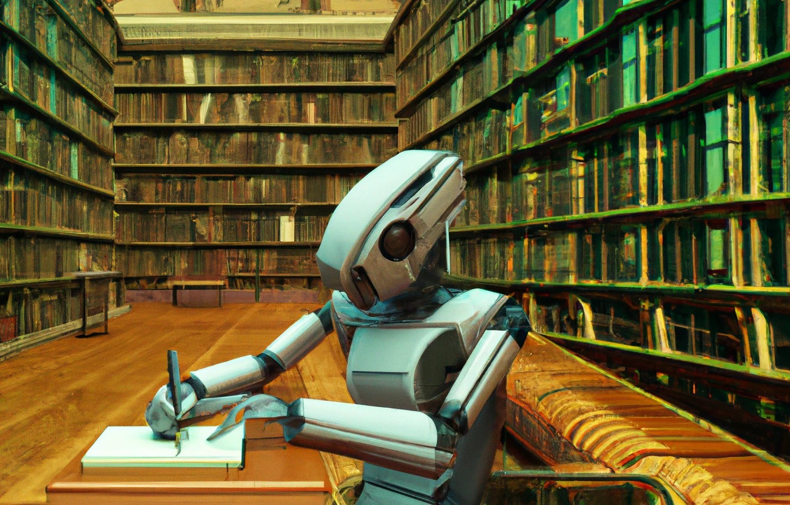 Robot writing a novel ((AI-generated image)