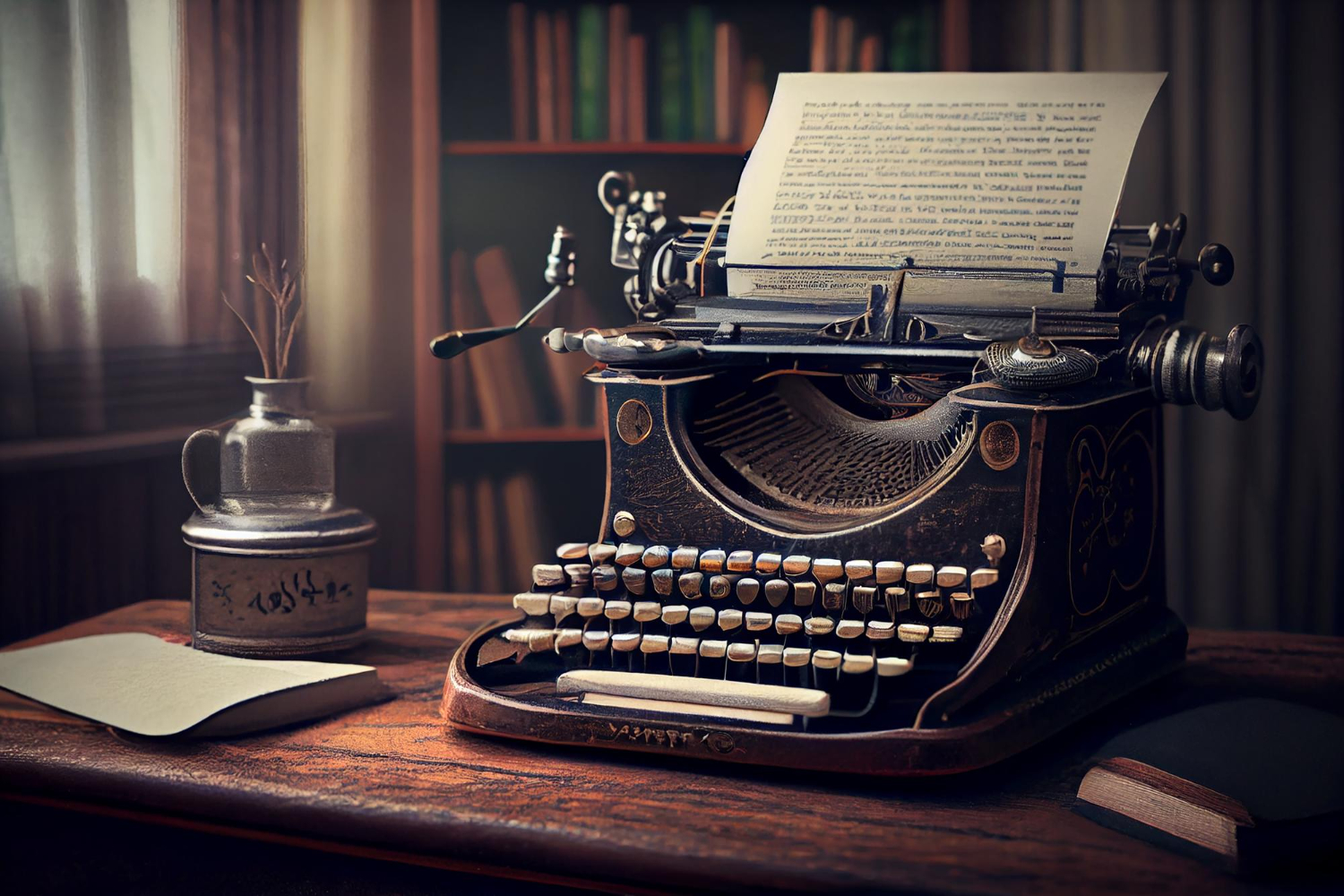 AI-generated desk with typewriter